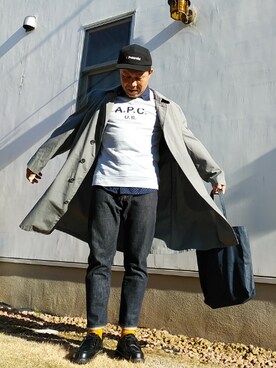 「A.P.C.（アーペーセー）のアイテム（スウェット）」を使った、カツイッちゃんさん（メンズ・173cm）の冬コーディネート