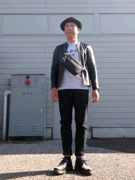 「A.P.C.（アーペーセー）のアイテム（スウェット）」を使った、カツイッちゃんさん（メンズ・173cm）の秋コーディネート