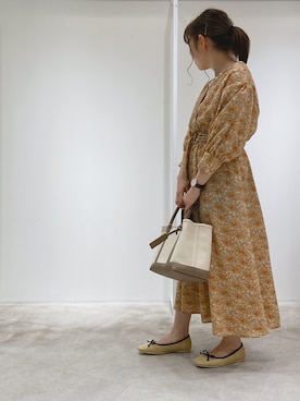 「ガウン」｜「アイテム（バレエシューズ）」を使った、s h i m aさん（レディース・150cm）の春コーディネート