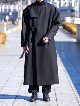 HYKEのノーカラーコートを使った人気ファッションコーディネート - WEAR