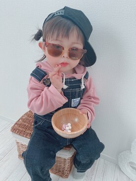 「BREEZE（ブリーズ）のアイテム（サロペット/オーバーオール）」を使った、chunさん（レディース・80cm）の秋コーディネート
