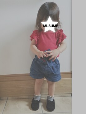 「アイテム（モカシン/デッキシューズ）」を使った、MUSUMEとMUSUKOさん（キッズ・80cm）の夏コーディネート