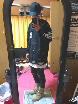 「MISBHV（ミスビヘイブ）のアイテム（スウェット）」を使った、Yuhさん（メンズ・168cm）の冬コーディネート