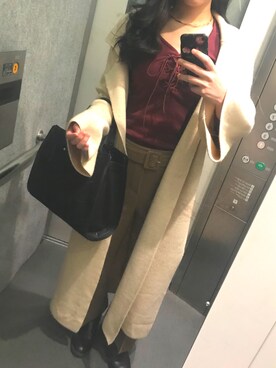 「ショッピング」｜「アイテム（その他アウター）」を使った、ここなっつさん（レディース・163cm）の秋コーディネート