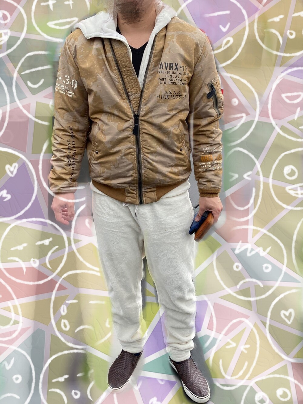 「air walk、アヴィレックス(AVIREX)」｜「AIRWALKのアイテム（シューズ、ブラウン系）」を使った、gajugonさん（メンズ・178cm）の冬コーディネートの1枚目の写真