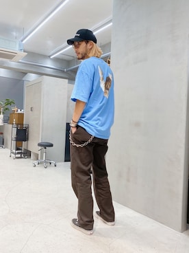 「SUNSEA（サンシー）のアイテム（財布/小物）」を使った、森下　さん（メンズ・181cm）の夏コーディネート