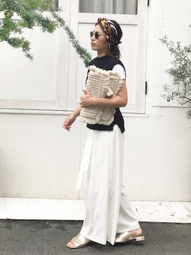 「ROYAL PARTY（ロイヤルパーティー）のアイテム（クラッチバッグ）」を使った、NANAさん（レディース・161cm）の夏コーディネート