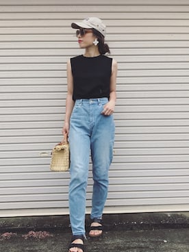 「WILD THINGS（ワイルドシングス）のアイテム（帽子）」を使った、NANAさん（レディース・161cm）の夏コーディネート