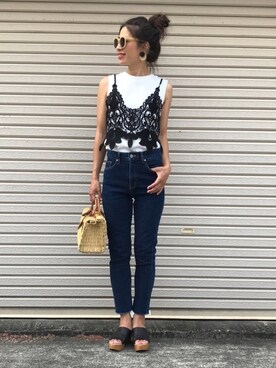 「A.D.S.R.（エーディーエスアール）のA.D.S.R　エー・ディー・エス・アール　MILLIE　ミリー（サングラス）」を使った、NANAさん（レディース・161cm）の夏コーディネート