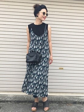 「Three Four Time（ｽﾘｰﾌｫｰﾀｲﾑ）のアイテム」を使った、NANAさん（レディース・161cm）の夏コーディネート