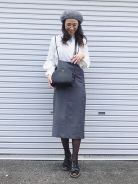 「SHIPS JET BLUE（シップスジェットブルー）のアイテム（ハンチング/ベレー帽）」を使った、NANAさん（レディース・161cm）の冬コーディネート