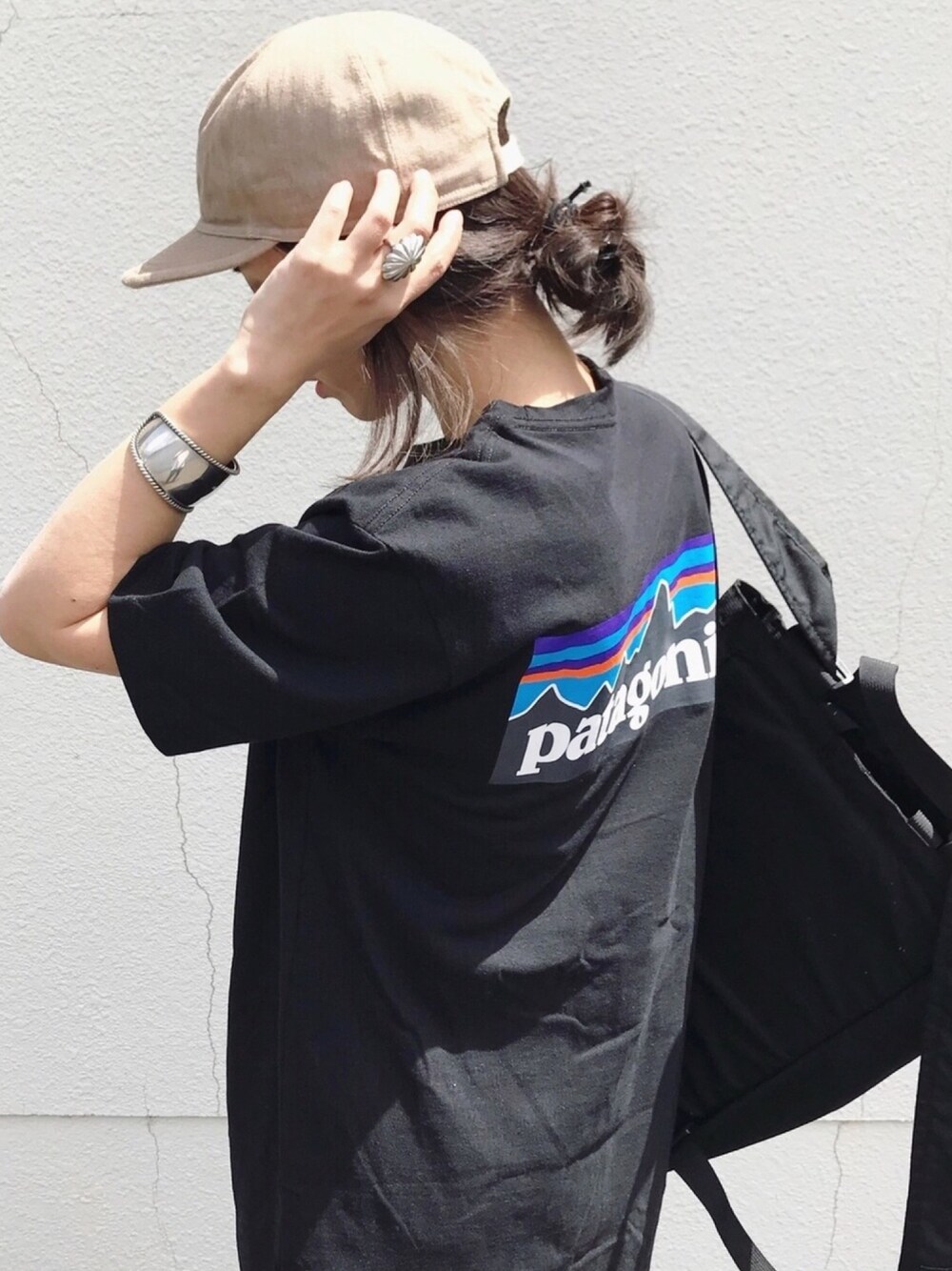 「カジュアルコーデ、休日スタイル、シンプルコーデ、夏、アウトドアスタイル、アウトドア」｜「OVERRIDEの【override】☆OR MECHANIC CAP DENIM / 【オーバーライド】メカニック キャップ デニム（キャップ、ベージュ系）」を使った、NANAさん（レディース・161cm）の春コーディネートの1枚目の写真