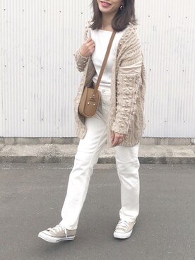 「YANUK（ヤヌーク）のYANUK 「SpillProof加工」 ストレート デニムパンツ ANNETTE (アネット) /57191018（デニムパンツ）」を使った、NANAさん（レディース・162cm）の冬コーディネート