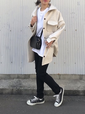 「DHOLIC（ディーホリック）のアイテム（その他アウター）」を使った、NANAさん（レディース・162cm）の冬コーディネート