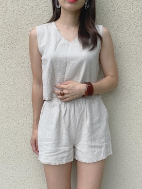 「TRUNC（トランクエイティーエイト）のアイテム（セットアップ）」を使った、NANAさん（レディース・162cm）の夏コーディネート