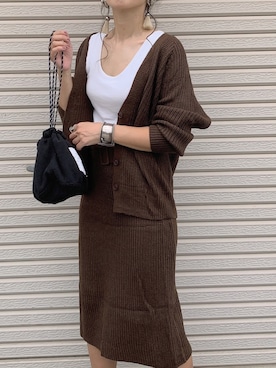 「秋冬」｜「アイテム（セットアップ）」を使った、NANAさん（レディース・162cm）の秋コーディネート