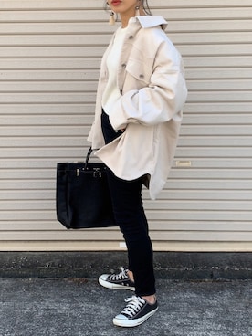 「FRAMeWORK（フレームワーク）のアイテム（バッグ）」を使った、NANAさん（レディース・162cm）の冬コーディネート