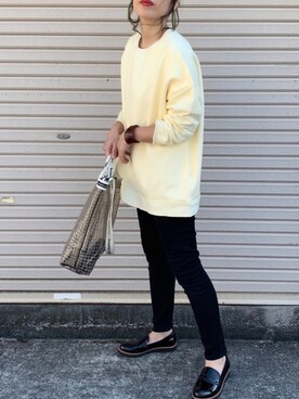 「Happy John（ハッピージョン）のアイテム（スウェット）」を使った、NANAさん（レディース・162cm）の春コーディネート