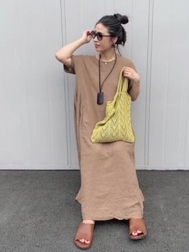 「RED CHOP WORKS（レッドチョップワークス）のアイテム（ワンピース/ドレス）」を使った、NANAさん（レディース・162cm）の夏コーディネート