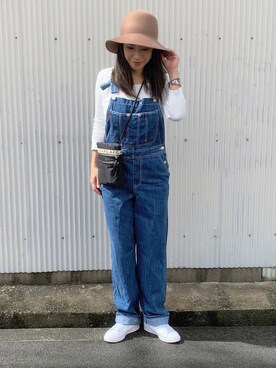 「CANAL JEAN（キャナルジーン）のアイテム（サロペット/オーバーオール）」を使った、NANAさん（レディース・162cm）の秋コーディネート