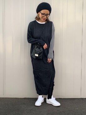 「crie conforto（クリーコンフォルト）のアイテム（ワンピース/ドレス）」を使った、NANAさん（レディース・162cm）の冬コーディネート