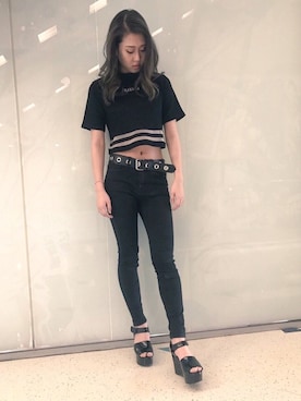 「RASVOA（ラスボア）のアイテム（ベルト）」を使った、RASVOA STAFFさん（レディース・166cm）の春コーディネート