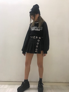 「オルチャンファッション」｜「アイテム（スウェット）」を使った、RASVOA STAFFさん（レディース・157cm）の秋コーディネート