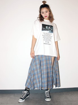 「RASVOA（ラスボア）のアイテム」を使った、RASVOA STAFFさん（レディース・160cm）の春コーディネート