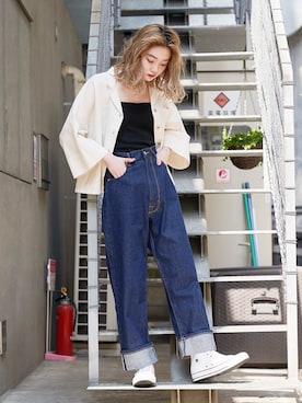 「RASVOA（ラスボア）のアイテム」を使った、RASVOA STAFFさん（レディース・160cm）の春コーディネート