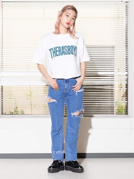 「RASVOA（ラスボア）のアイテム」を使った、RASVOA STAFFさん（レディース・160cm）の夏コーディネート