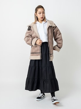 「ドッキングワンピ」｜「アイテム（シャツワンピース）」を使った、RASVOA STAFFさん（レディース・163cm）の冬コーディネート