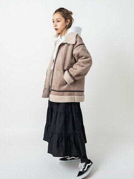 「ドッキングワンピ」｜「アイテム（シャツワンピース）」を使った、RASVOA STAFFさん（レディース・163cm）の冬コーディネート