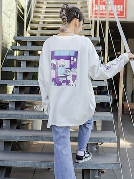 「コラボTシャツ」｜RASVOA STAFFさん（レディース・159cm）の春コーディネート