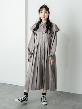 「肩フリル」｜「アイテム（ワンピース/ドレス）」を使った、RASVOA STAFFさん（レディース・164cm）の春コーディネート