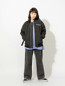 「ステッチ」｜「アイテム（ブルゾン）」を使った、RASVOA STAFFさん（レディース・164cm）の春コーディネート