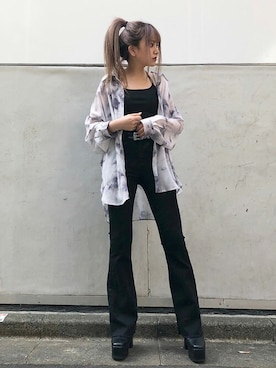 「ビッグシャツ」｜「アイテム（キャミソール）」を使った、RASVOA STAFFさん（レディース・155cm）の春コーディネート