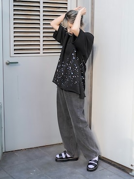 「カットオフ」｜「アイテム（サンダル）」を使った、RASVOA STAFFさん（レディース・166cm）の春コーディネート