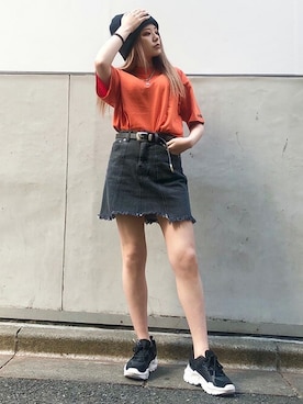 Tシャツ カットソー オレンジ系 を使った人気ファッションコーディネート Wear