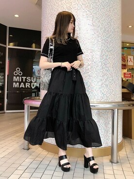「メロートップス」｜「アイテム（サンダル）」を使った、RASVOA STAFFさん（レディース・159cm）の春コーディネート