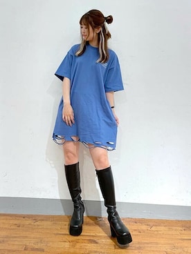 「RASVOA（ラスボア）のアイテム」を使った、RASVOA STAFFさん（レディース・160cm）の夏コーディネート