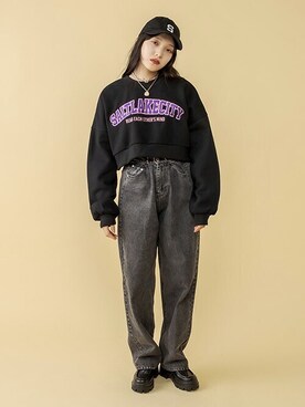 「ショート丈トップス」｜「アイテム（モカシン/デッキシューズ）」を使った、RASVOA STAFFさん（レディース・164cm）の秋コーディネート