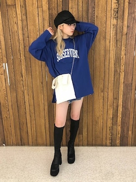 「カラーTシャツ」｜「アイテム（ブーツ）」を使った、RASVOA STAFFさん（レディース・162cm）の秋コーディネート