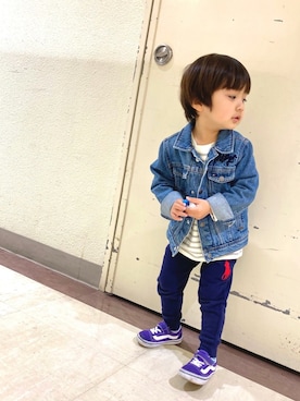「TOMMY HILFIGER（トミーヒルフィガー）のアイテム（ジャケット/アウター）」を使った、HNT さん（キッズ・90cm）の冬コーディネート