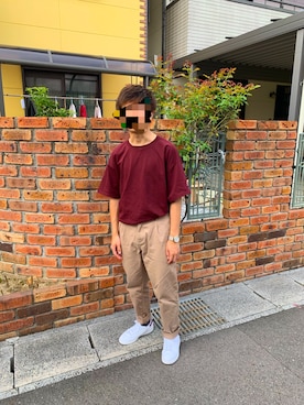 「PLST（プラステ）のアイテム（チノパンツ）」を使った、ひろ[相互フォロー]さん（メンズ・168cm）の秋コーディネート