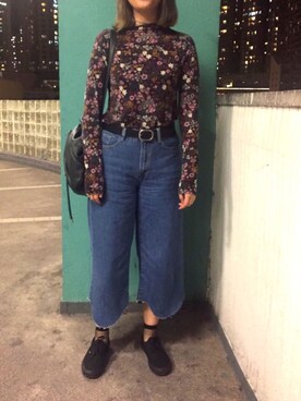 「stradivarius（ストラディバリウス）のアイテム（ベルト、ブラック系）」を使った、Silverlamさん（レディース）の春コーディネート