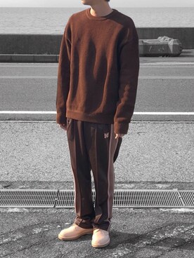 「Hender Scheme（エンダースキーマ）のアイテム（ブーツ）」を使った、小豆さん（メンズ・172cm）の冬コーディネート