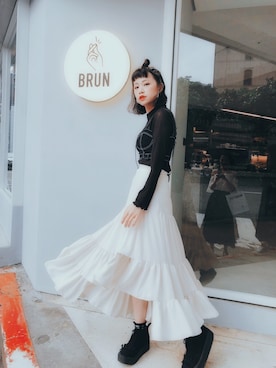 「BellyButton（ベリーボタン）のアイテム」を使った、KAKA HANさん（レディース・168cm）の夏コーディネート