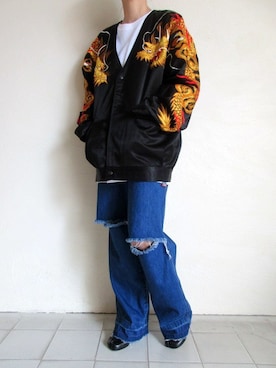 「blackmeans（ブラックミーンズ）のアイテム（ジャケット/アウター）」を使った、TITY niigataさん（レディース・160cm）の夏コーディネート