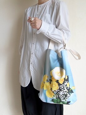 「RED Profile（レッドプロフィール）のアイテム（トートバッグ）」を使った、TITY niigataさん（レディース・160cm）の夏コーディネート