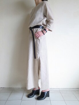 「オフホワイト」｜「アイテム（ドレス）」を使った、TITY niigataさん（レディース・160cm）の春コーディネート